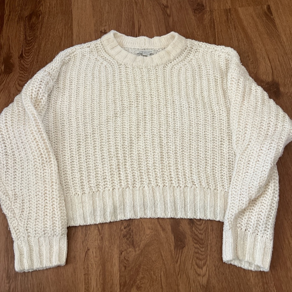 American Eagle Outfitters Cream Knit Sweater